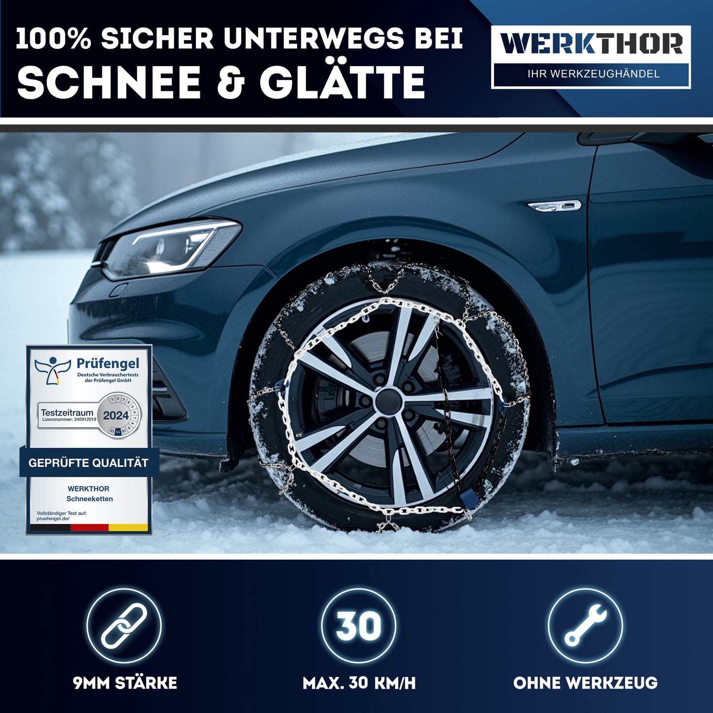 Zugelassene Schneeketten 2er Set  - EU- & Ö-Norm zertifiziert