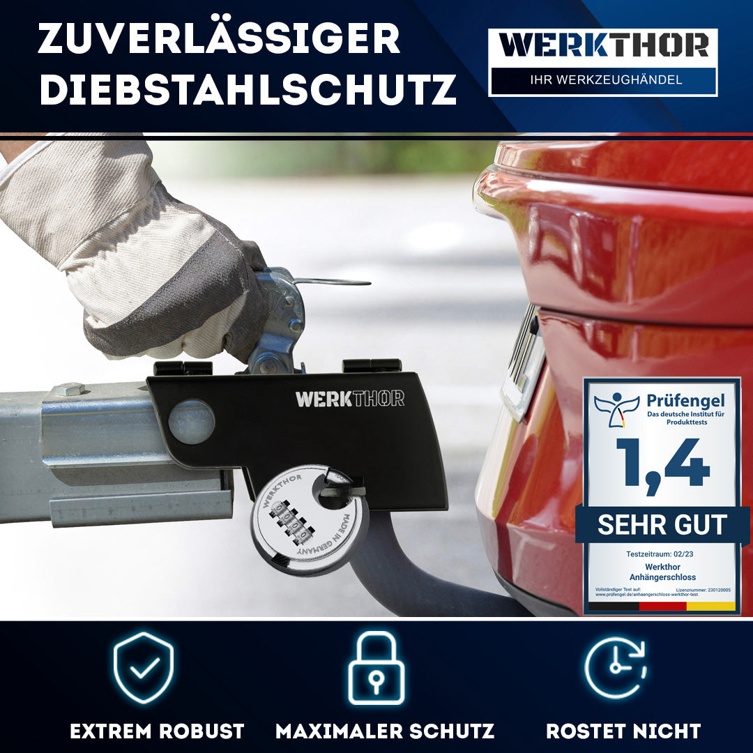 Anhängerschloss inkl. Zahlenschloss - Schwarz