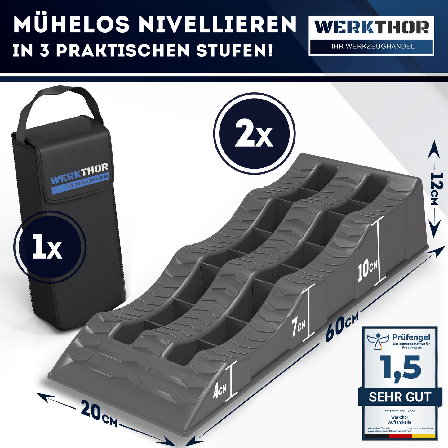 Cales de rampe avec marches rondes jusqu'à [<3t], sac de transport inclus