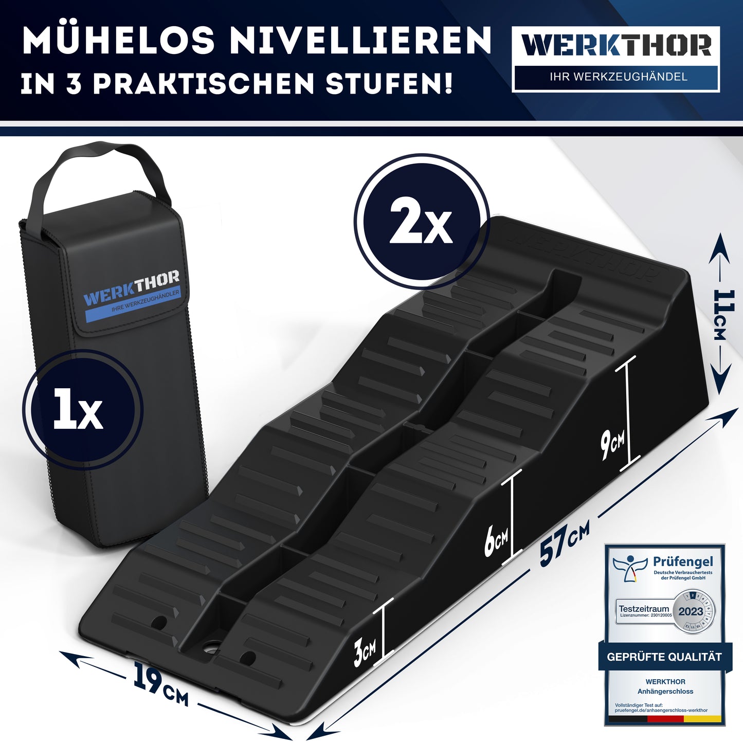 Cales de rampe avec marches plates jusqu'à [<5t], sac de transport inclus