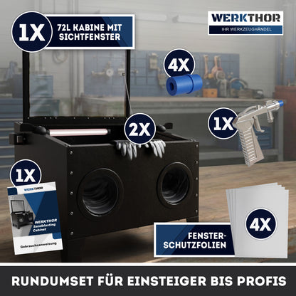 Sandstrahlkabine 94,8 Liter - für Holz & Metall