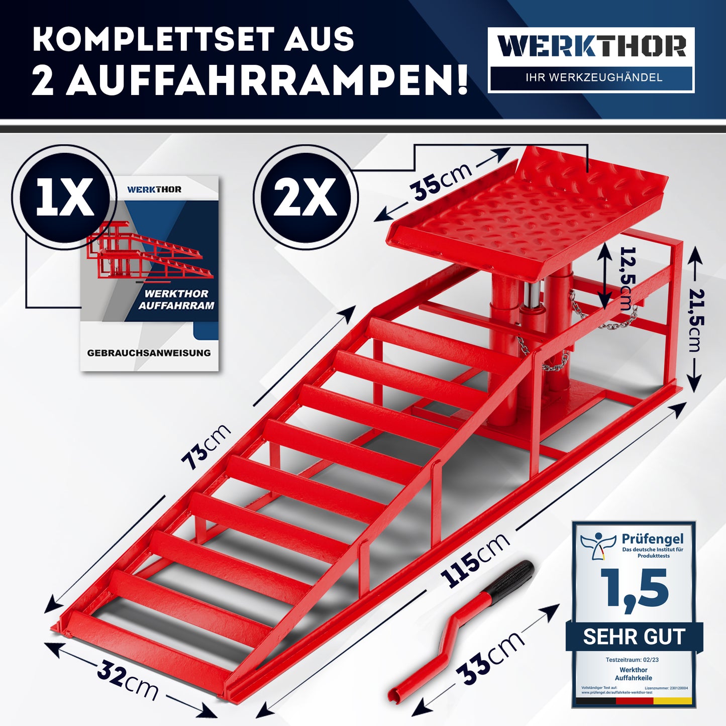 Hydraulische Auffahrrampe bis 4T [2er Set]