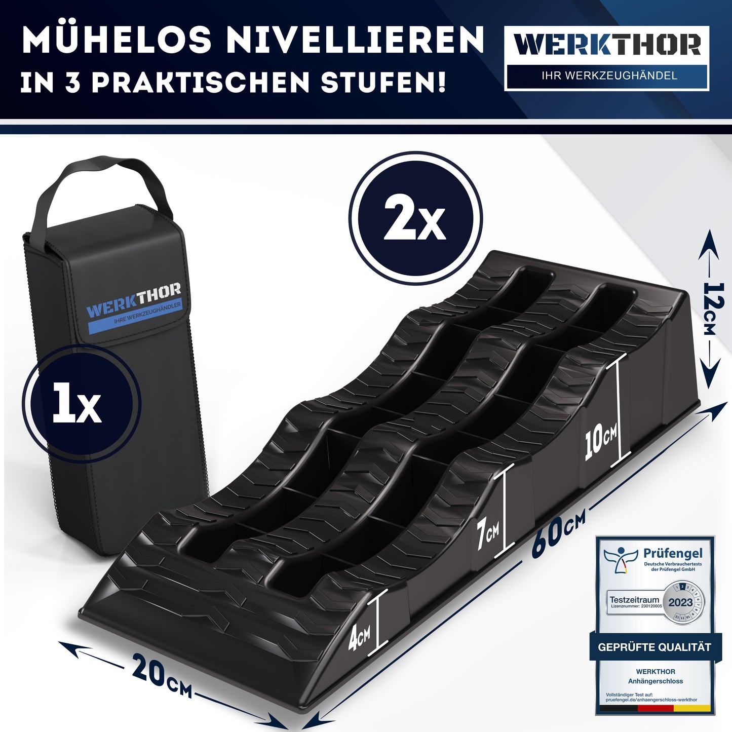 Cales de rampe avec marches rondes jusqu'à [<3t], sac de transport inclus