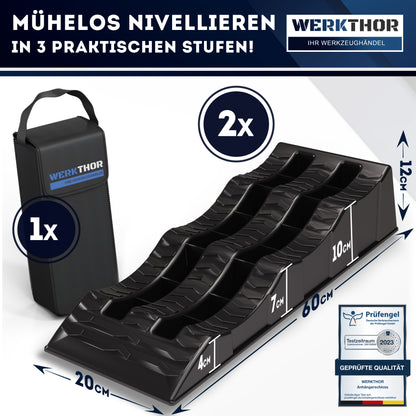 Cales de rampe avec marches rondes jusqu'à [<3t], sac de transport inclus