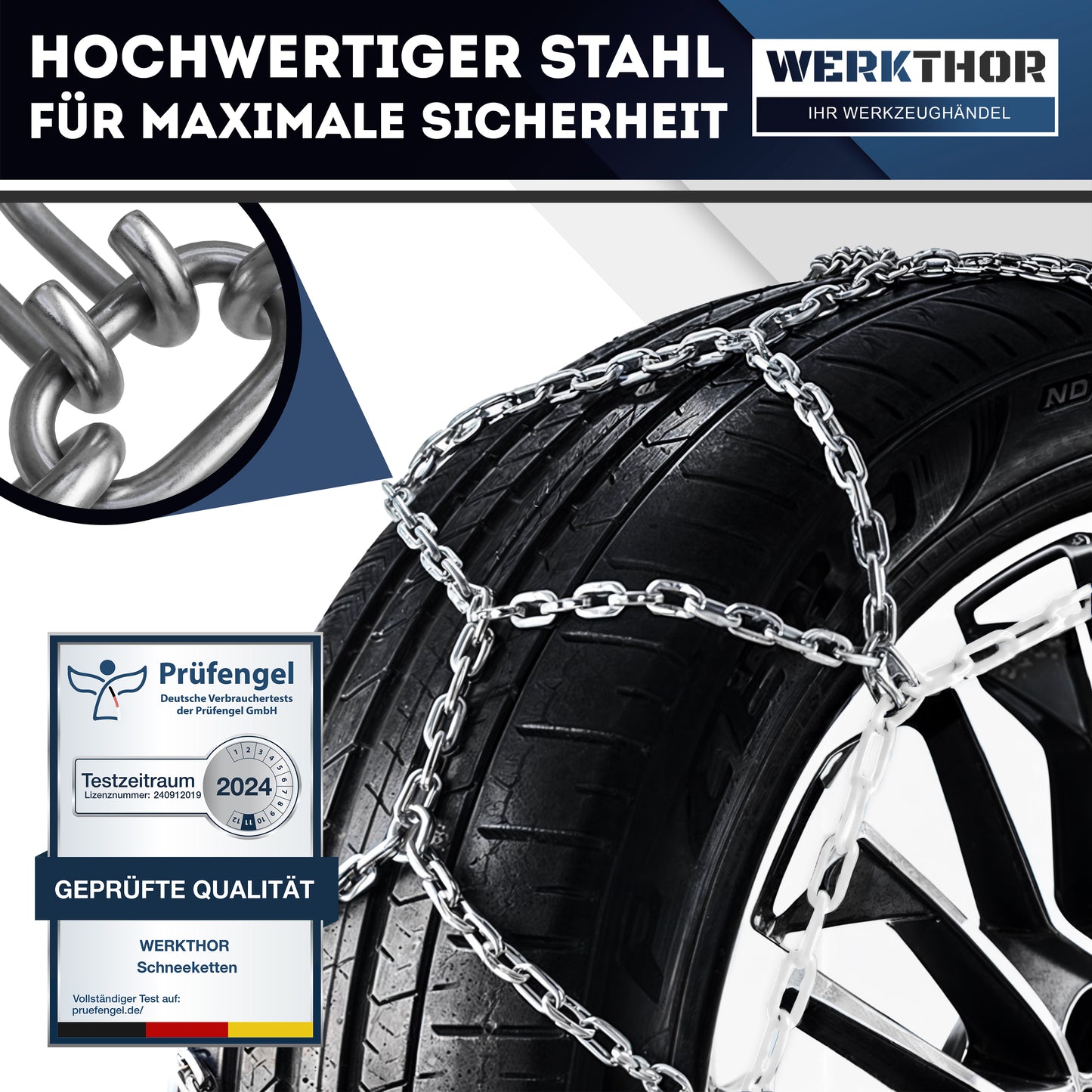 Zugelassene Schneeketten [2er Set] mit Tasche - EN 16662-1 zertifiziert
