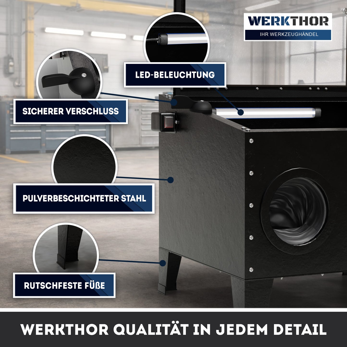 Sandstrahlkabine 94,8 Liter - für Holz & Metall