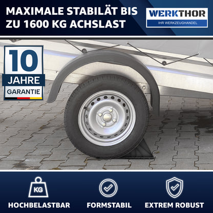 Cales de roue avec support et matériel de fixation [jeu de 2] jusqu'à 1600 kg de charge par essieu