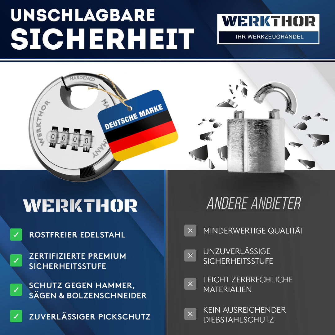 Anhängerschloss inkl. Zahlenschloss - Schwarz