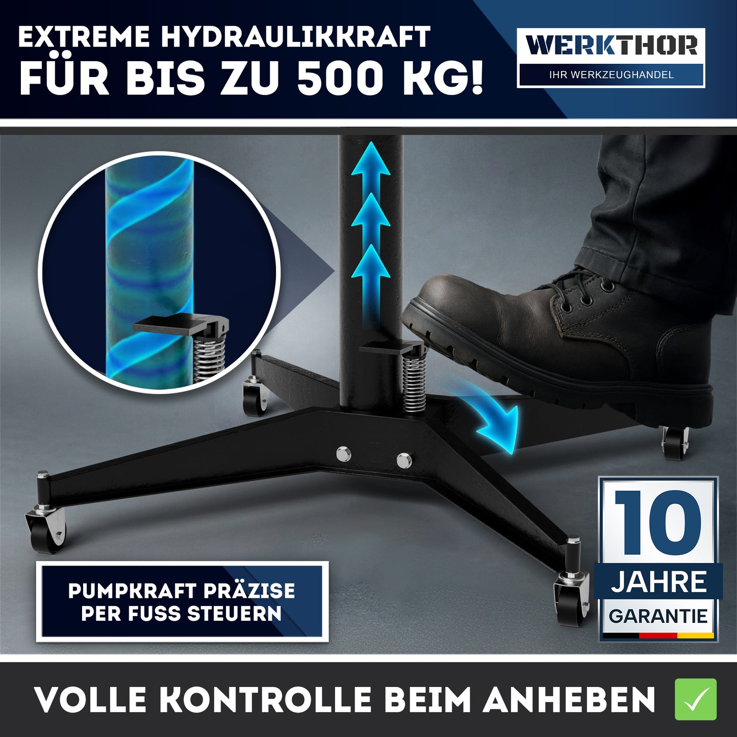 Getriebeheber 500kg hydraulisch & verstellbar 113-195 cm