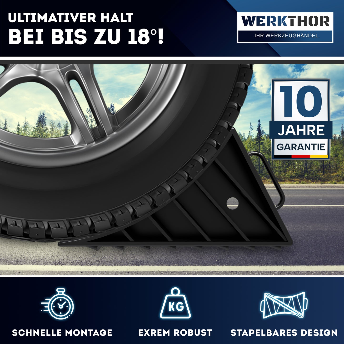 Cales de roue avec poignée [lot de 2] - Cales de roue pour remorques jusqu'à 1600 kg de charge par essieu