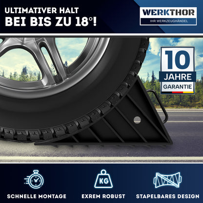 Cales de roue avec poignée [lot de 2] - Cales de roue pour remorques jusqu'à 1600 kg de charge par essieu