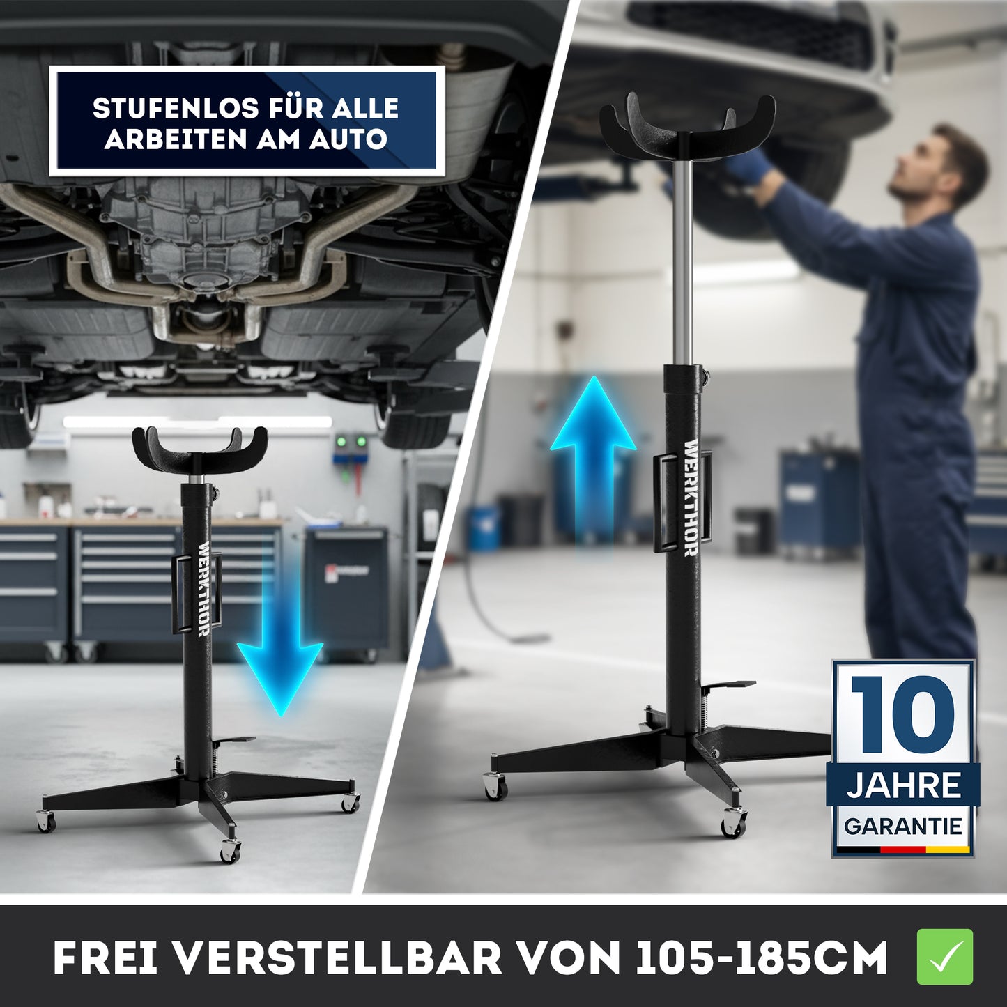 Getriebeheber 500kg hydraulisch & verstellbar 113-195 cm