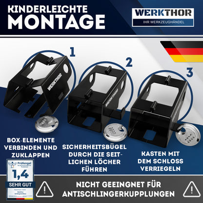 Anhängerschloss inkl. Zahlenschloss - Schwarz