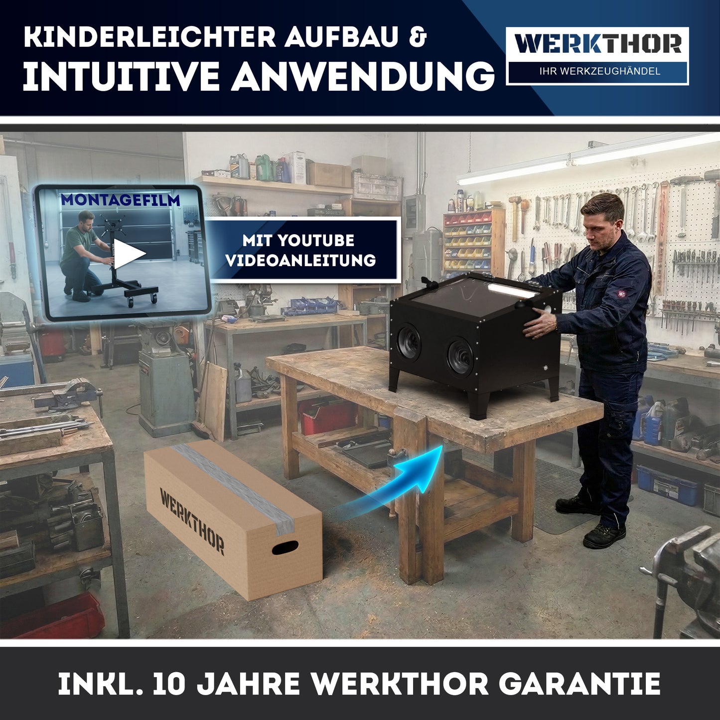 Sandstrahlkabine 94,8 Liter - für Holz & Metall