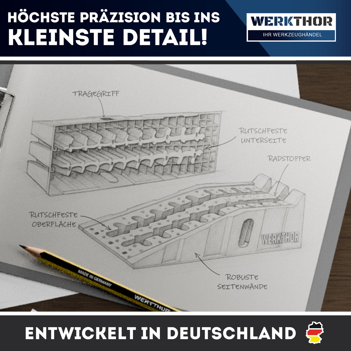 KFZ Rampe [2er Set] - Auffahrrampen für maximalen Halt bis [<5t]