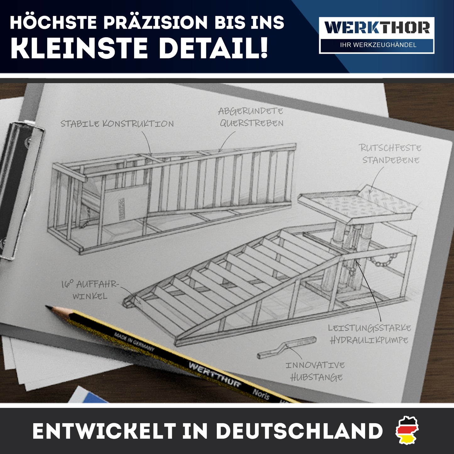 Hydraulische Auffahrrampe bis 4T [2er Set]